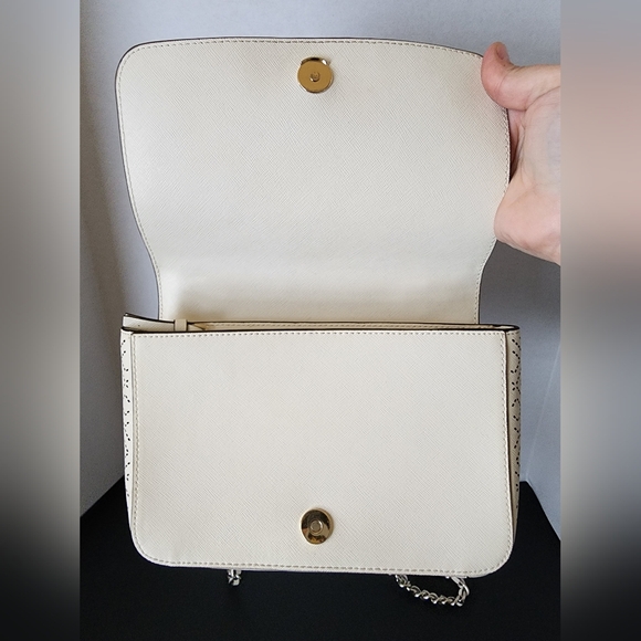 Tory Burch Robinson Perforated Convertible Crossbody Shoulder Bag, White, EUC - Picture 8 of 11